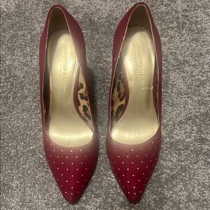 Christian Siriano Burgundy Heels with White Dots